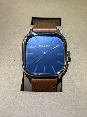 Breda Visser Watch. Blue Dial Brown Leather Strap Watch